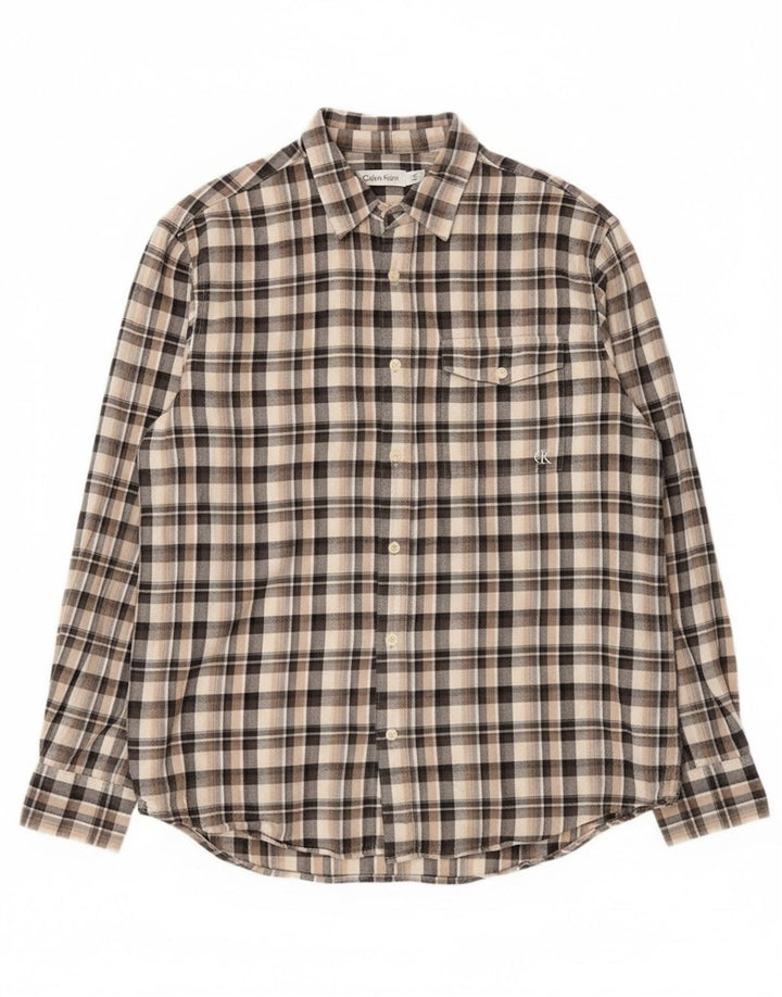 Camisa de franela Calvin Klein de algodón a cuadros en beige medio