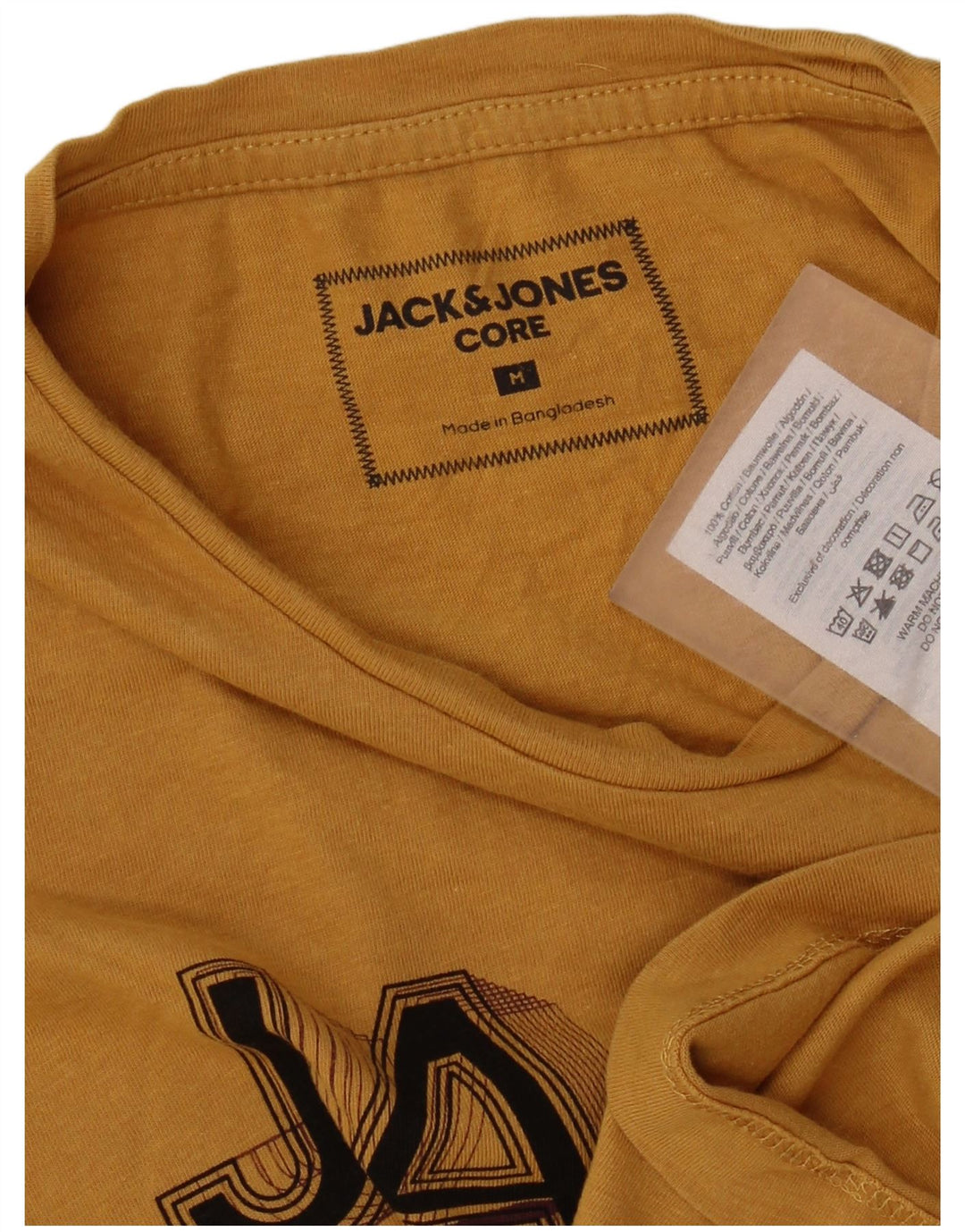 Jack & Jones Hombre Camiseta Gráfica Top Algodón Amarillo Mediano