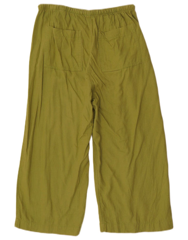 Marks & Spencer Pantalones Capri de Cintura Alta para Mujer UK 12 Medium W34 L22 Verde