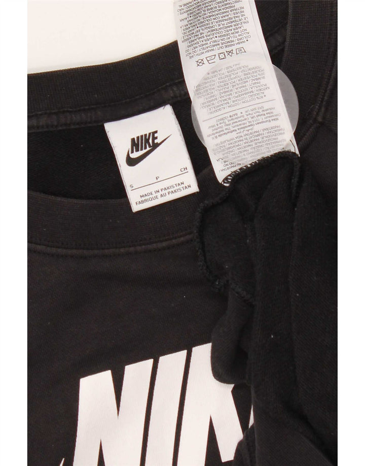 Nike - Sudadera de gran tamaño con gráfico para mujer, talla 40, talla pequeña, algodón negro