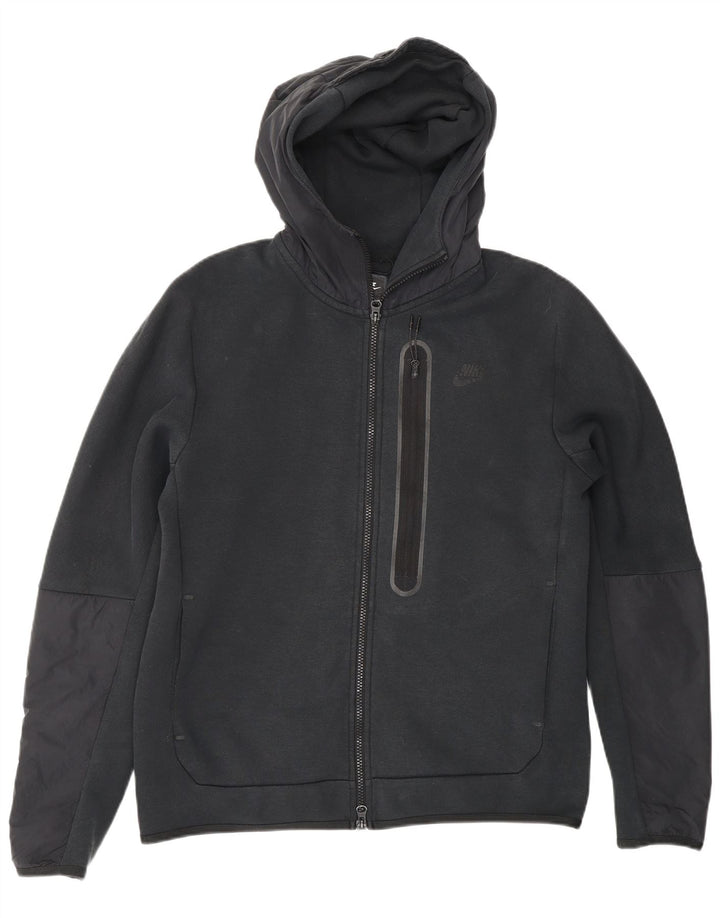 NIKE Sudadera con capucha y cremallera para hombre, mediana, algodón negro