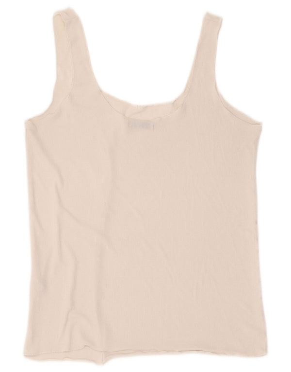 Zara Mujer Crop Vest Top UK 44 Grande Poliéster Blanco