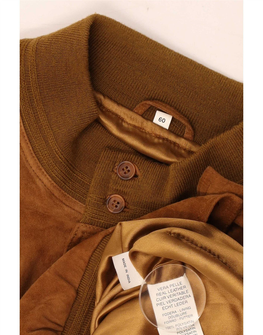 Vintage hombres ante bomber chaqueta IT 60 5XL cuero marrón