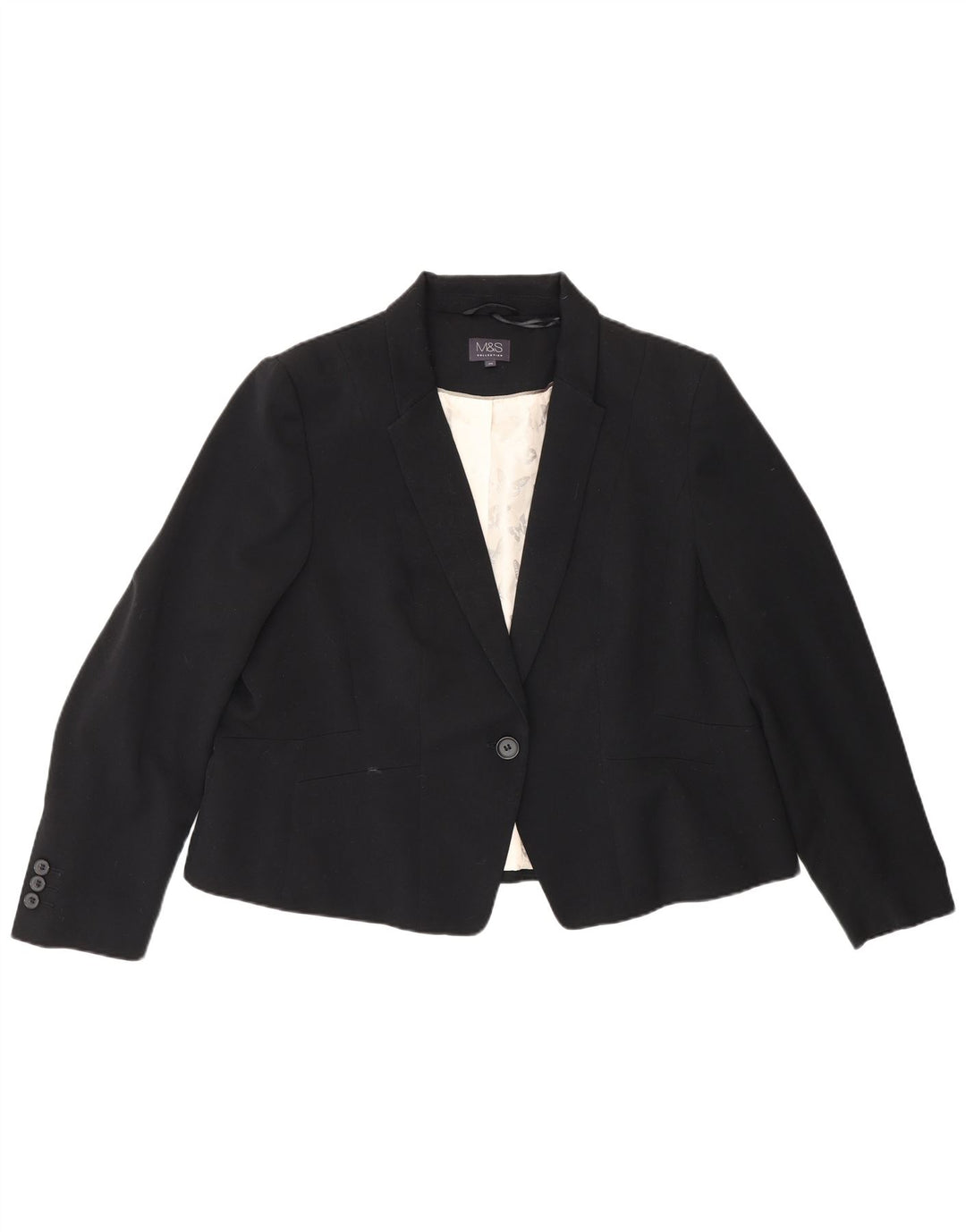 Marks & Spencer Chaqueta tipo blazer con 1 botón para mujer UK 20 2XL Poliéster negro