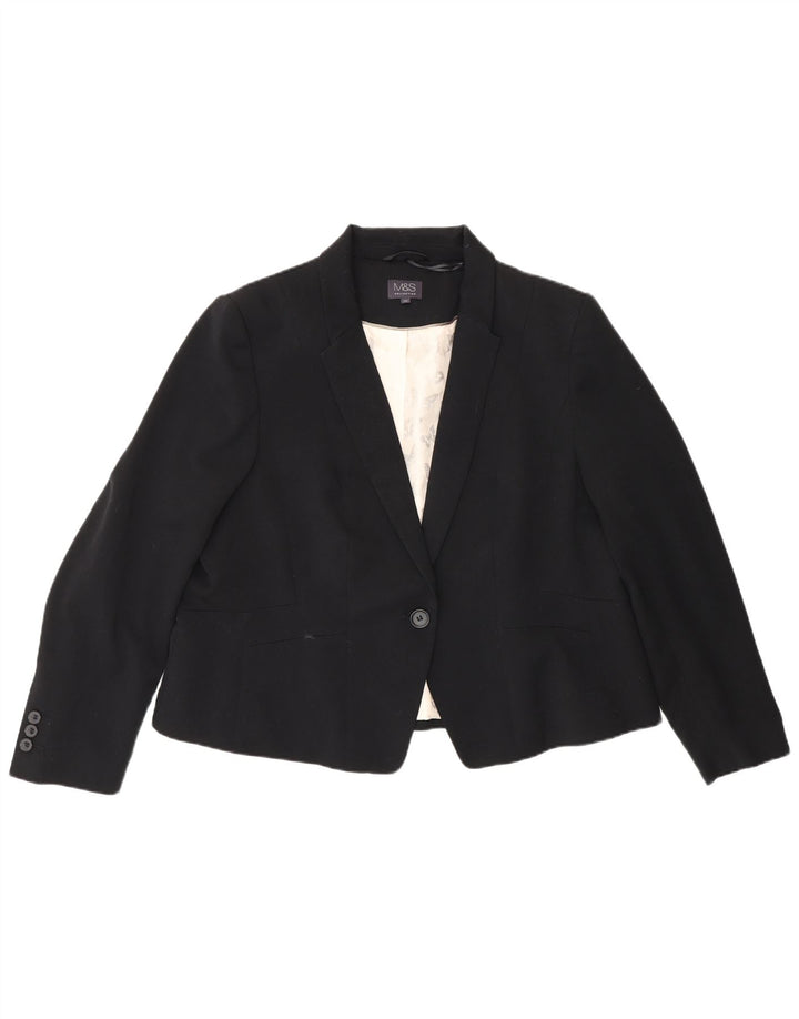 Marks & Spencer Chaqueta tipo blazer con 1 botón para mujer UK 20 2XL Poliéster negro