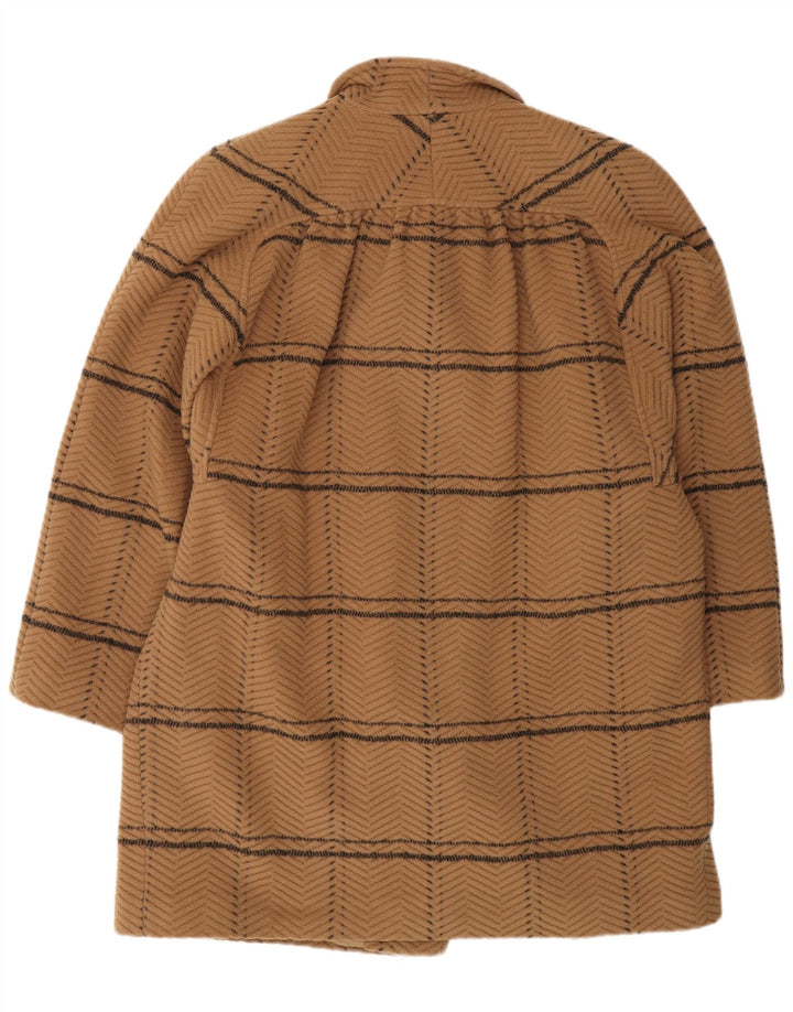 FIORELLA RUBINO Abrigo de doble botonadura para mujer UK 44 Large Beige Check