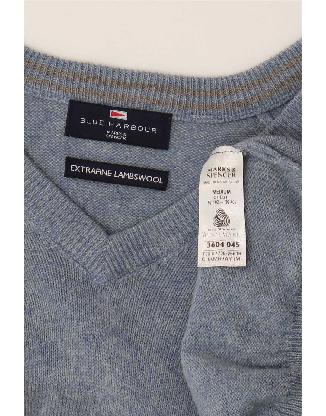 Marks & Spencer Jersey con Cuello en V Azul Harbor para Hombre Azul Medio