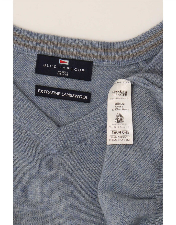 Marks & Spencer Jersey con Cuello en V Azul Harbor para Hombre Azul Medio