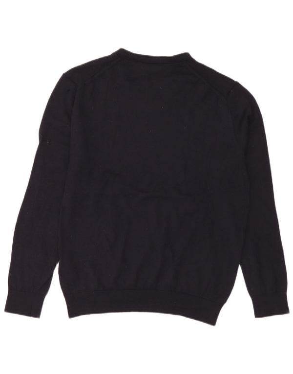 Reiss Jersey con cuello en V para hombre de lana merino azul marino grande