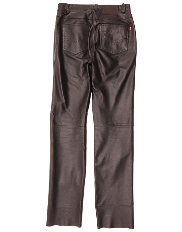 H.I.S Pantalones rectos de cuero para mujer EU 38 Medium W28 L34 Negro