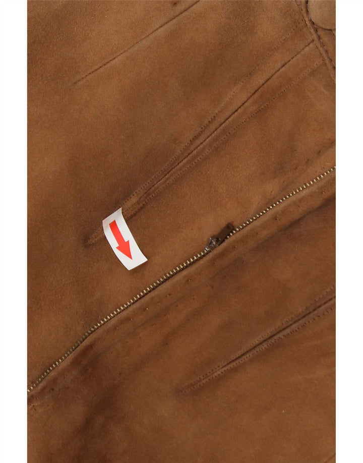 Falda de ante vintage para mujer W26 Pequeño Beige