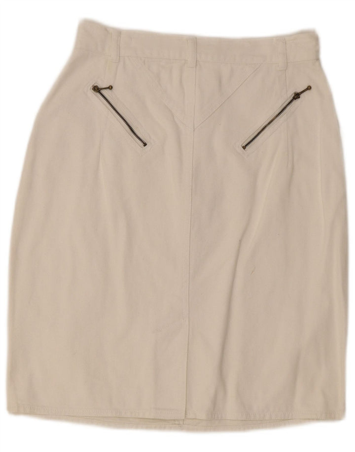 Falda recta vintage para mujer IT 42 Mediana W27 Algodón blanco