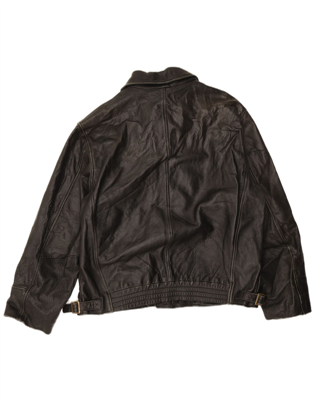 Chaqueta de cuero vintage para hombre IT 56 3XL cuero negro