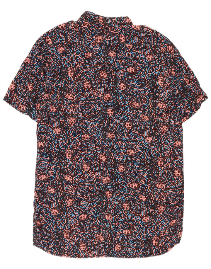 Quiksilver Camisa Slim con Estampado Abstracto XL Viscosa Negra Hombre