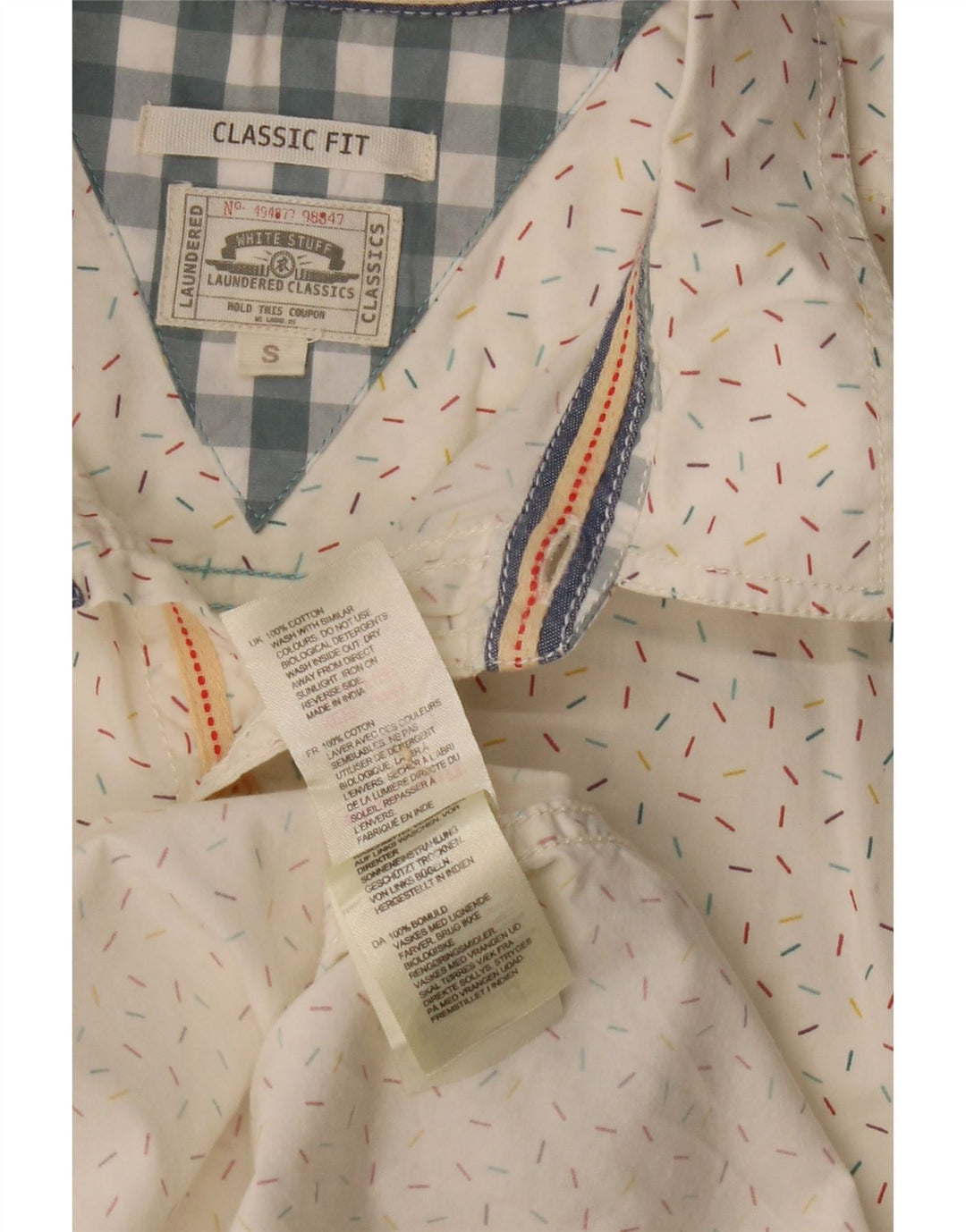 WHITE STUFF Camisa de manga corta de corte clásico para hombre, talla pequeña, de algodón con lunares blancos