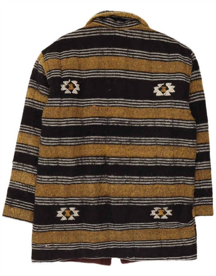 Vintage hombres Duffle abrigo Reino Unido 40 gran lana geométrica multicolor