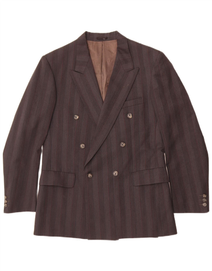 Magee Chaqueta tipo blazer con doble botonadura para hombre UK 38 Lana a rayas gris medio