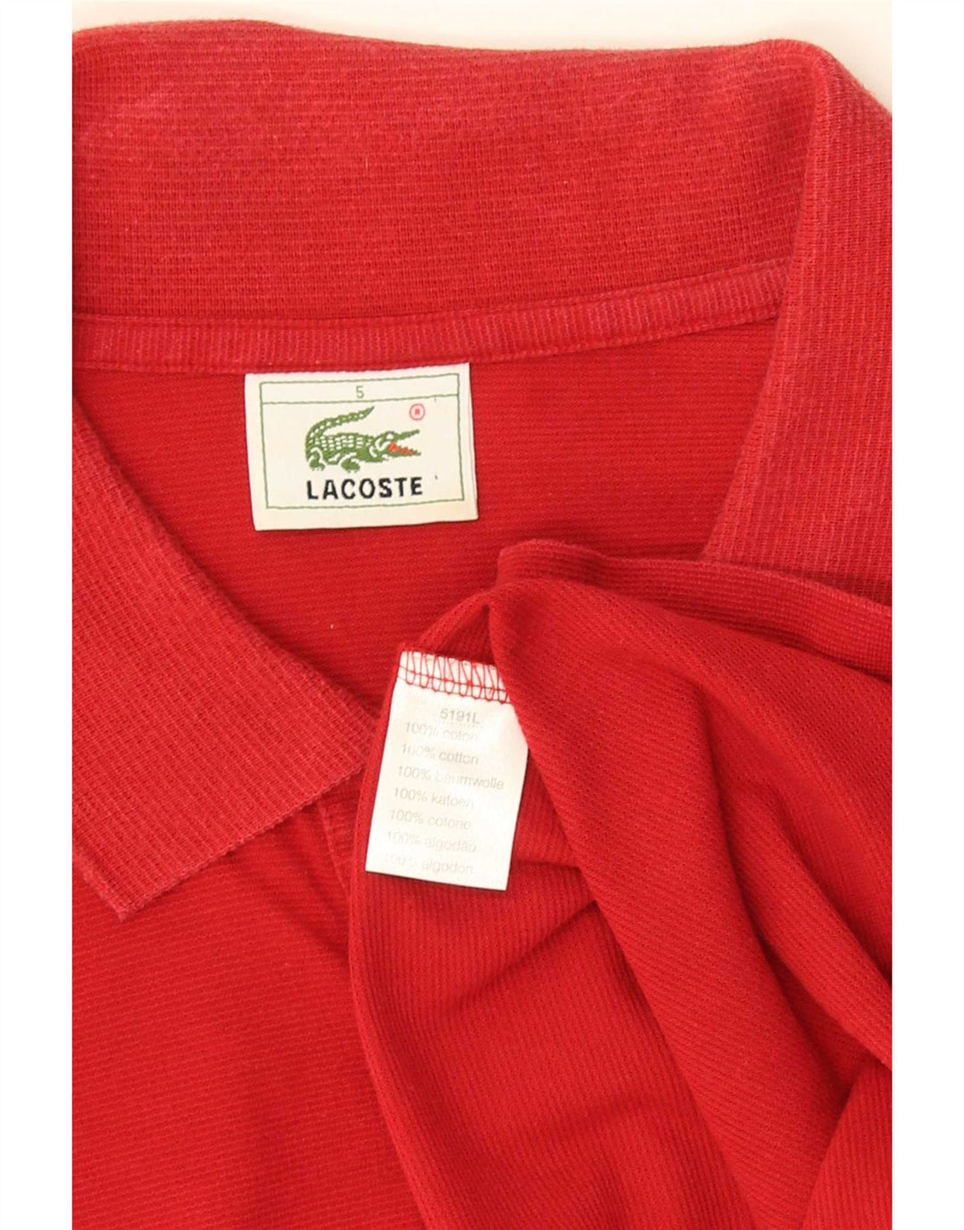 Polo Lacoste para hombre talla 5 grande algodón rojo