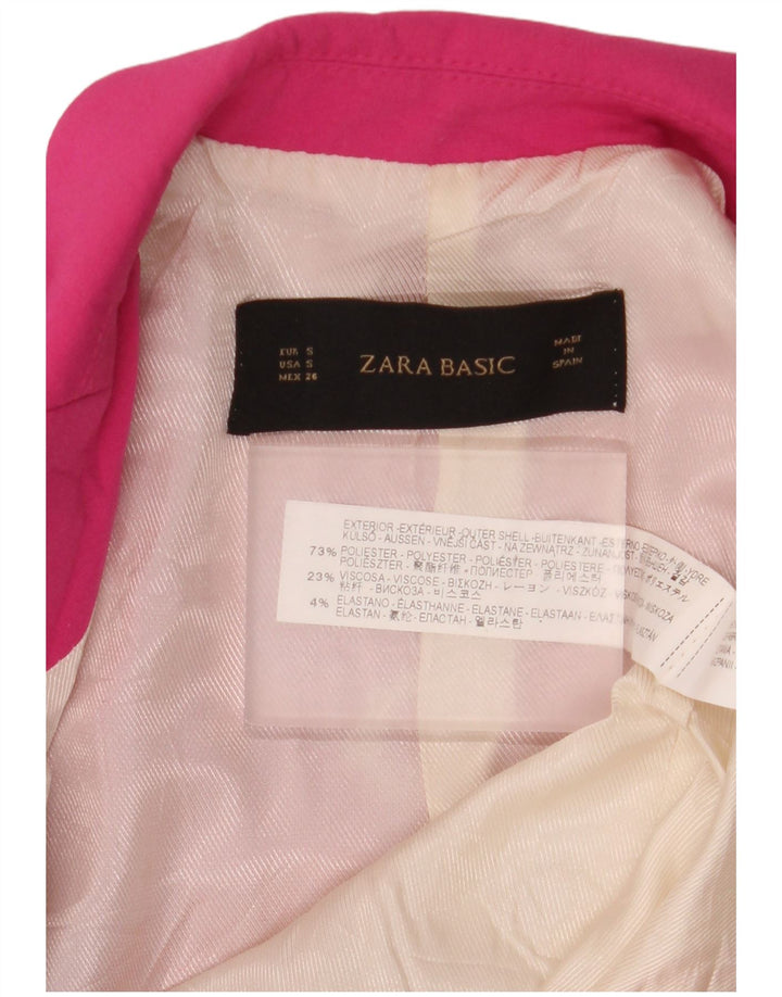 Zara Mujer Chaqueta Blazer De 1 Botón UK 10 Small Rosa Poliéster