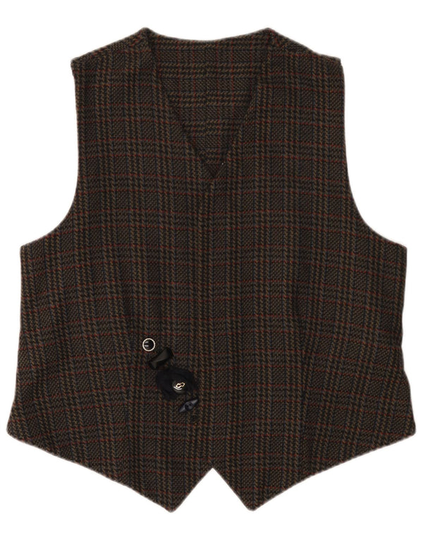 VINTAGE Chaleco para hombre mediano pata de gallo negro