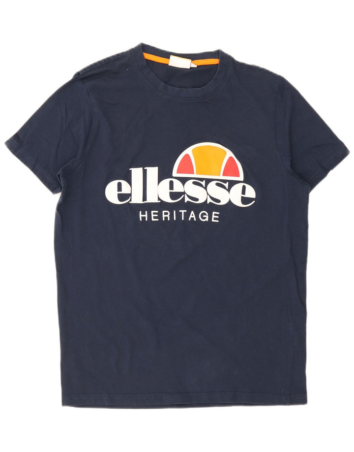 Ellesse Hombre Camiseta Gráfica Top Medium Azul Marino Algodón