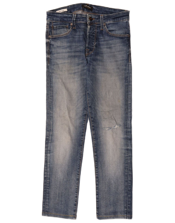 JACK & JONES Vaqueros slim GLENN para hombre W28 L28 Algodón azul marino