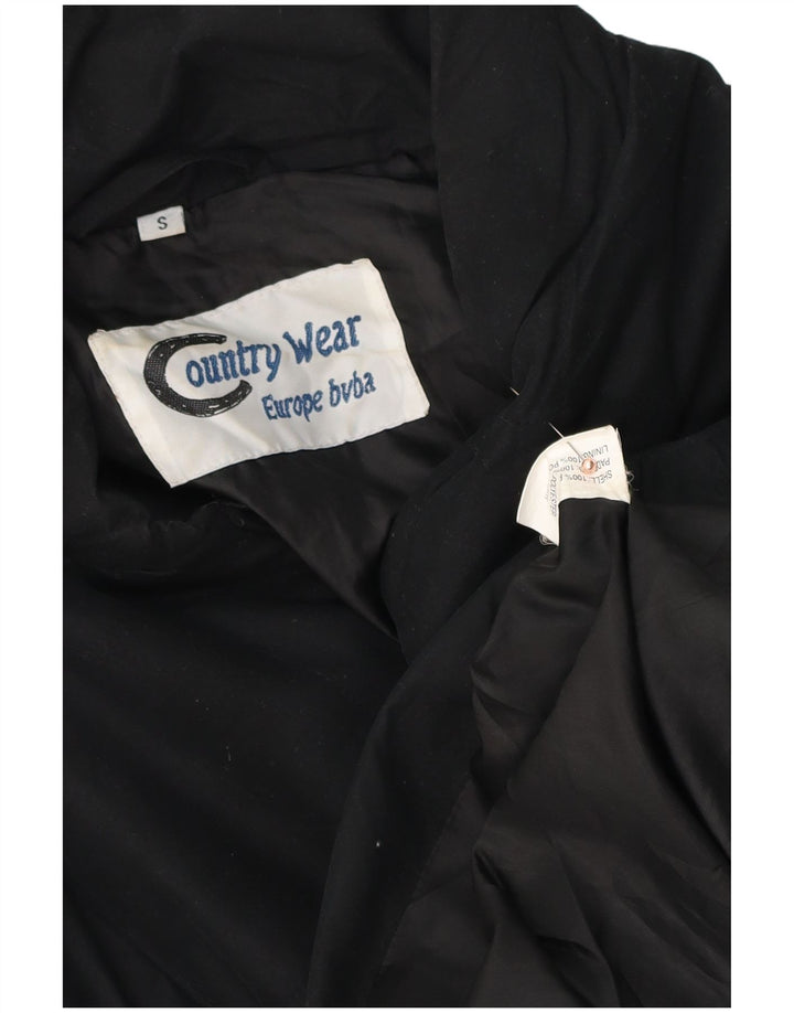 Vintage hombres bomber chaqueta Reino Unido 36 pequeño poliéster negro