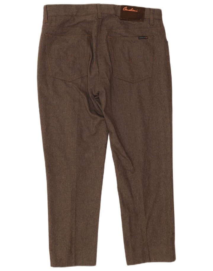 CORNELIANI Pantalones casuales rectos para hombre W36 L28 Lana marrón