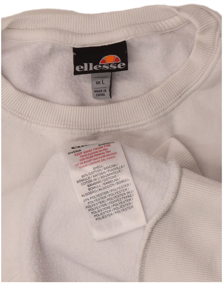 ELLESSE Sudadera tipo jersey para hombre, talla grande, algodón blanco