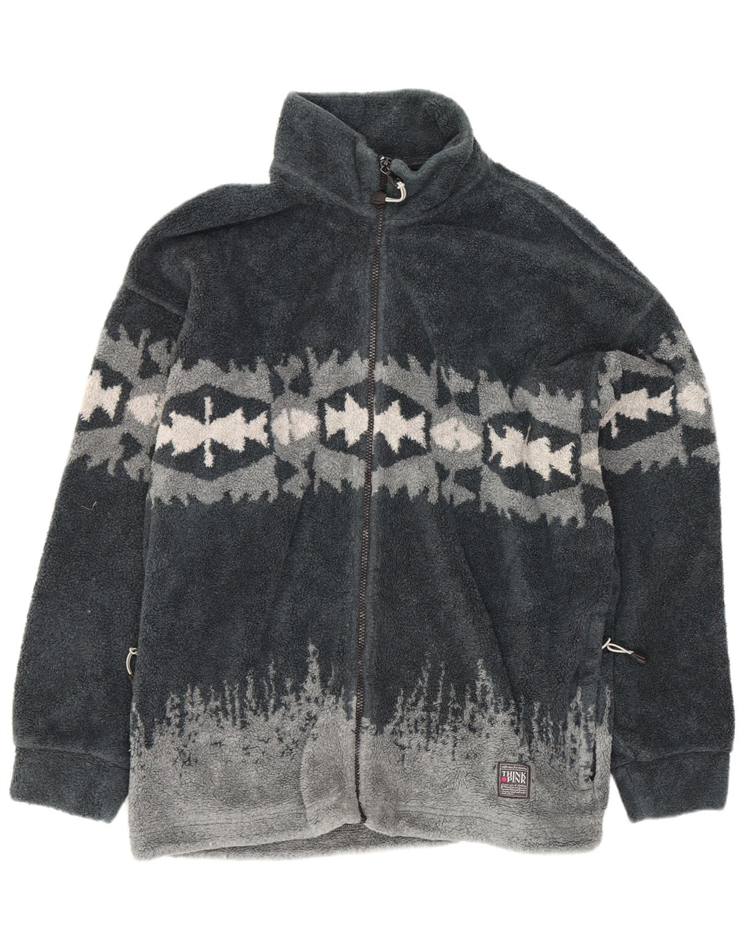 Think Pink Chaqueta polar para hombre ES 42 XL Poliéster geométrico gris