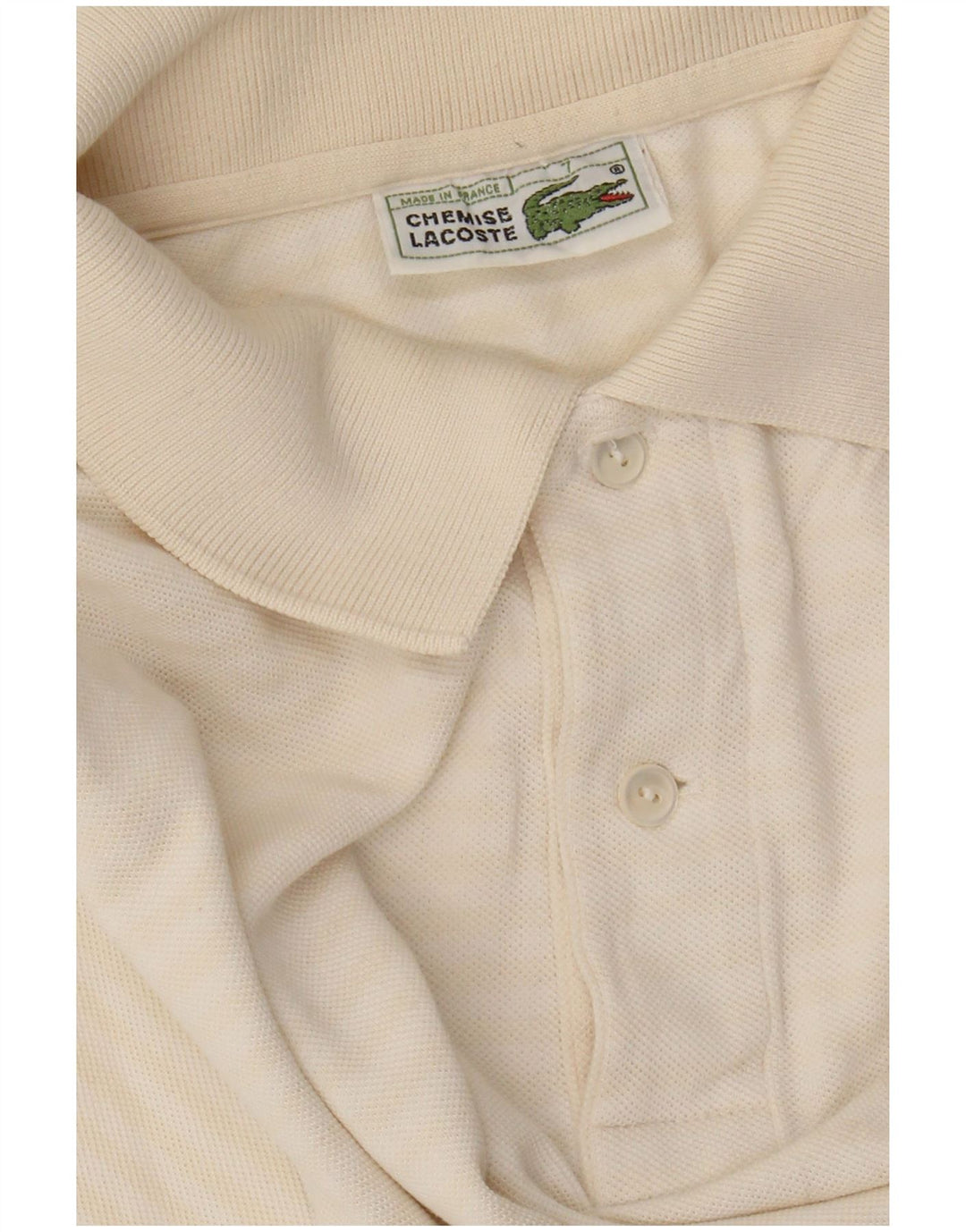 LACOSTE Polo para hombre Talla 7 2XL Algodón a rayas blanco roto