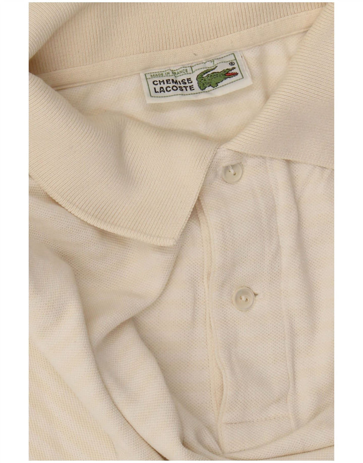 LACOSTE Polo para hombre Talla 7 2XL Algodón a rayas blanco roto