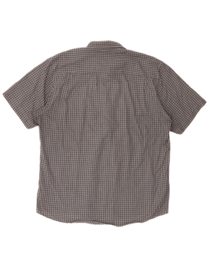 PIERRE CARDIN Camisa de manga corta de ajuste regular para hombre 2XL Poliéster a cuadros gris