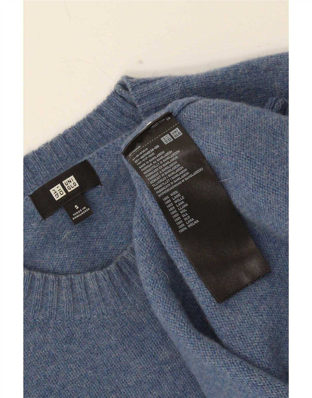 Uniqlo Hombre Jersey De Cuello Redondo Jersey De Lana Azul Pequeño