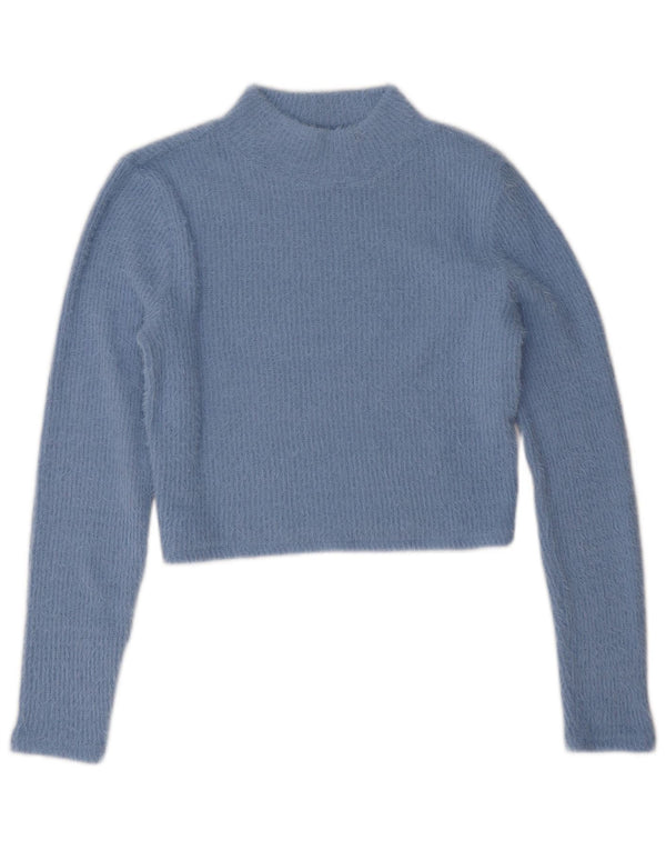 Zara Mujer Crop Turtle Neck Jumper Sweater UK 46 Grande Azul