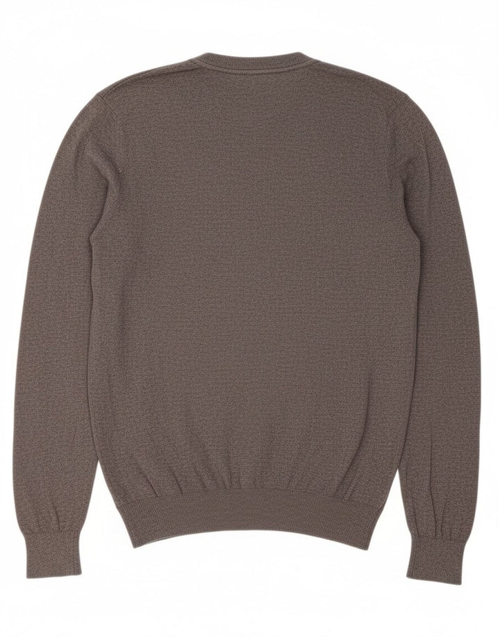 MASSIMO DUTTI Mens V-Neck Jumper Sweater Medium Grey Cotton