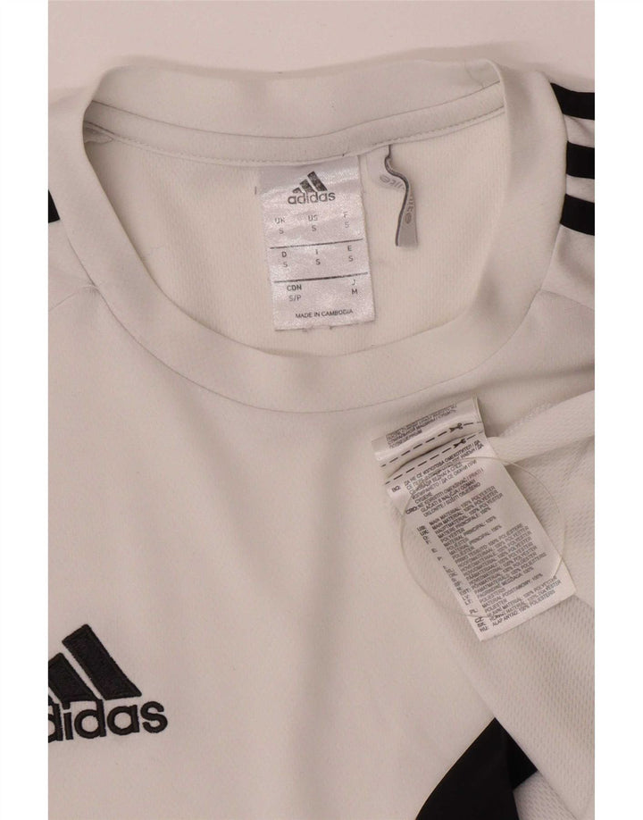 Adidas Hombre Climalite Camiseta Top Pequeño Blanco Colorblock Poliéster