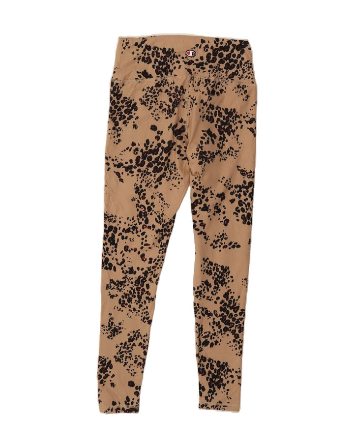 CHAMPION Womens Leggings UK 12 Medium Beige Animal Print Vintage Champion and Second-Hand Champion from Messina Hembry 