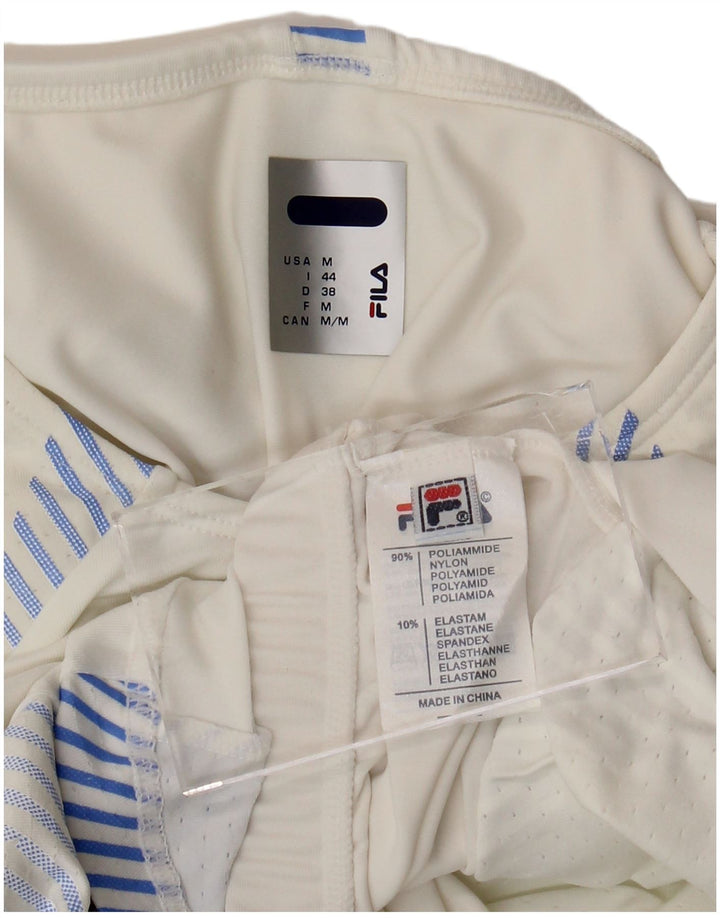 Camiseta FILA Mujer IT 44 Poliamida Rayas Blanca Mediana