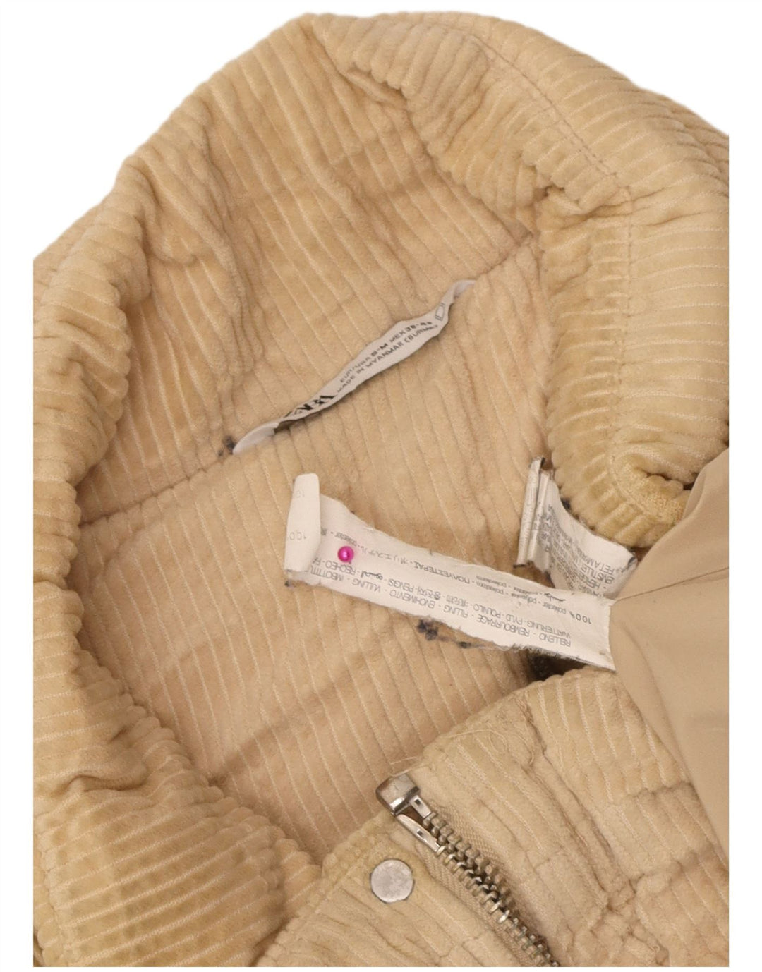 Zara Mens Chaqueta Acolchada De Pana UK 38 Small Beige Poliéster