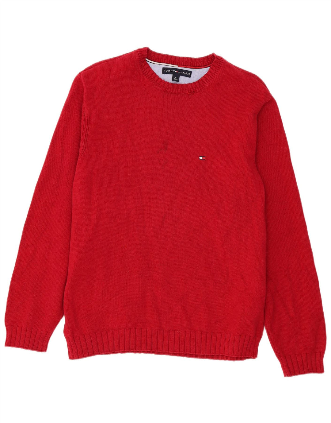 Tommy Hilfiger Jersey con cuello barco para hombre, color burdeos mediano