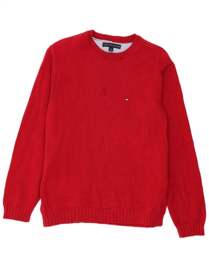Tommy Hilfiger Jersey con cuello barco para hombre, color burdeos mediano