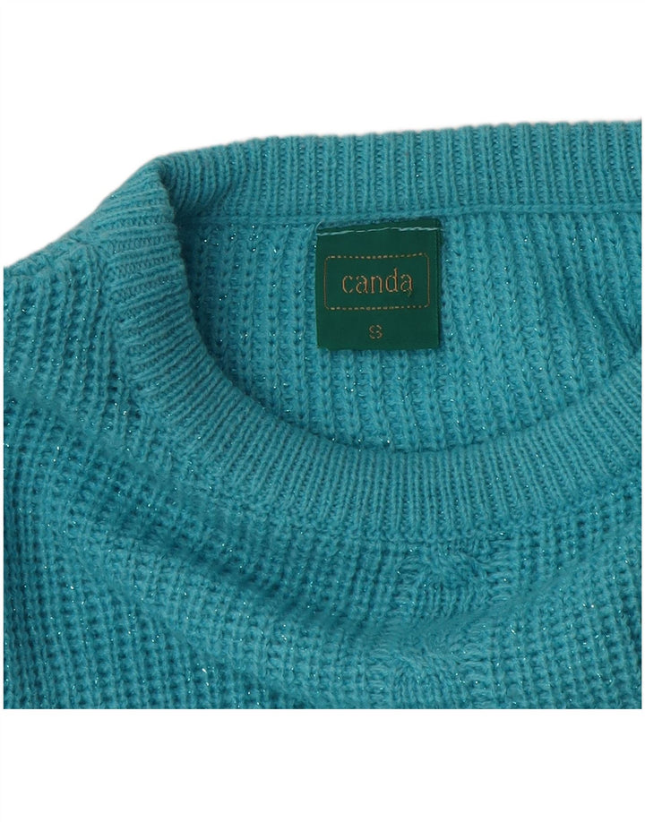Canda Suéter de cuello redondo de gran tamaño para mujer UK 10 Pequeño Acrílico azul