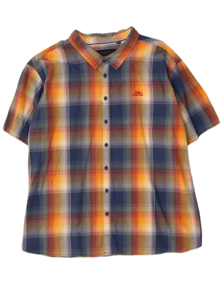 Weird Fish Camisa de manga corta para hombre, talla 5XL, algodón a cuadros multicolor