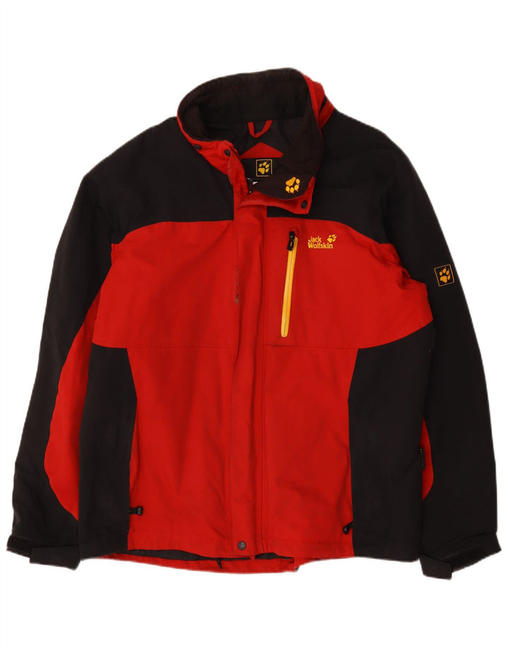 Jack Wolfskin Chaqueta cortavientos para hombre UK 44 XL Rojo Colorblock Poliamida