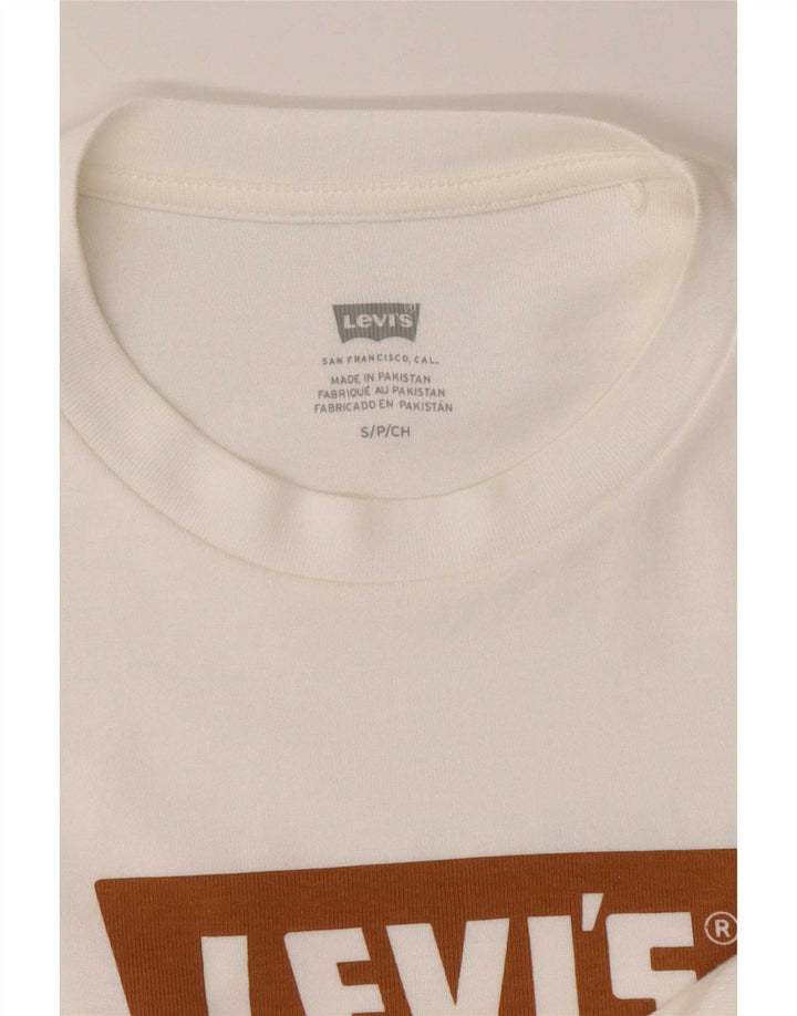 Levi's Camiseta corta con gráfico para mujer UK 8 Small White
