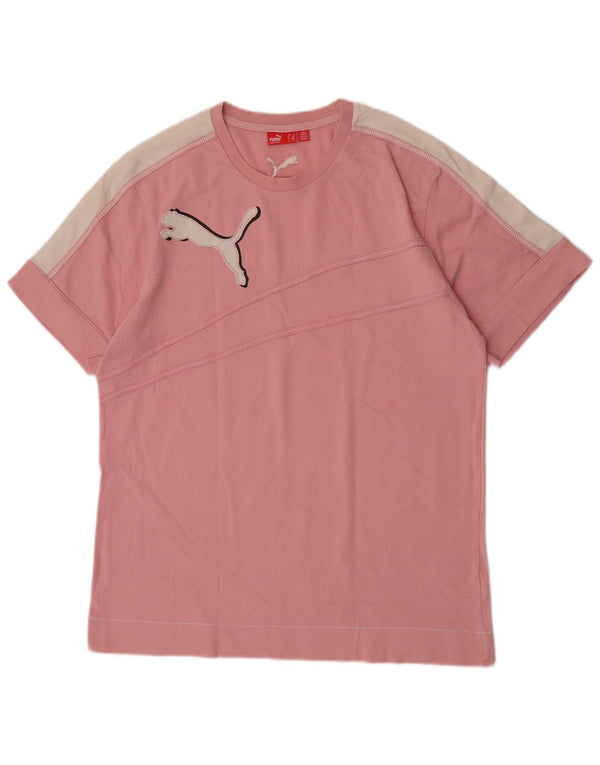 Puma Camiseta gráfica para hombre Top grande de algodón con bloques de color rosa