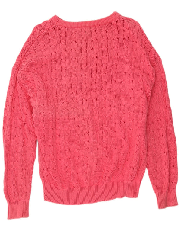 Benetton Jersey Con Cuello Barco Para Mujer UK 44 Grande Algodón Rosa