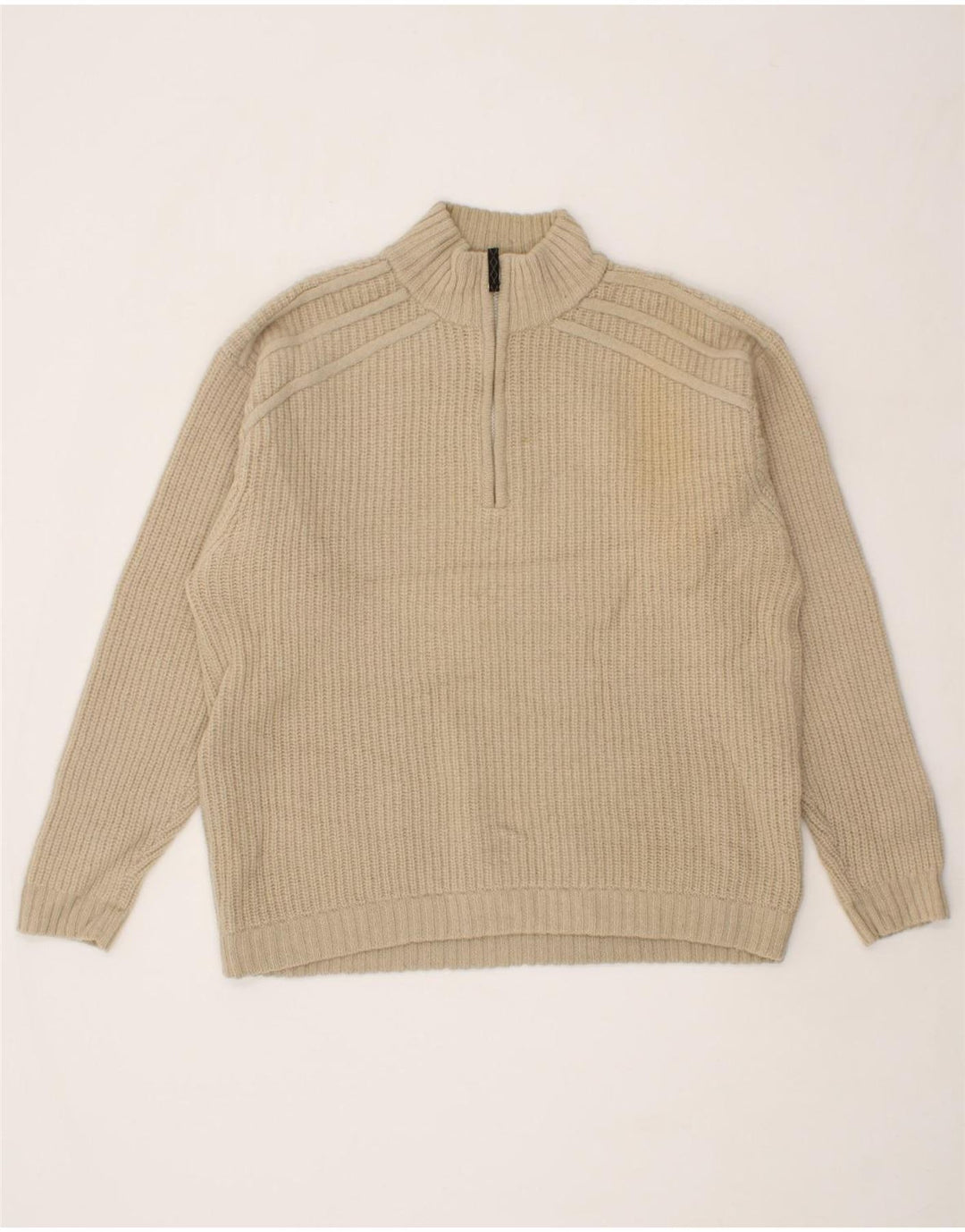 COLUMBIA Mens Zip Neck Jumper Sweater XL Grey Wool Vintage Columbia and Second-Hand Columbia from Messina Hembry 