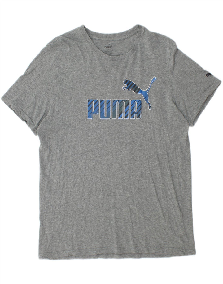 PUMA Camiseta gráfica para hombre Top grande gris moteado